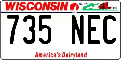 WI license plate 735NEC