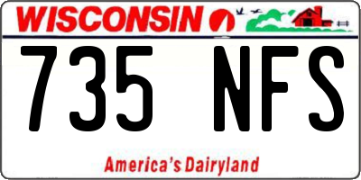 WI license plate 735NFS
