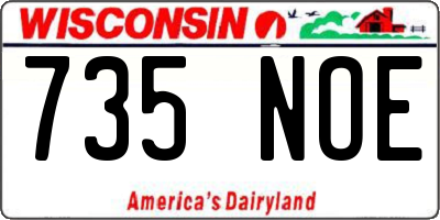 WI license plate 735NOE