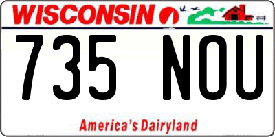 WI license plate 735NOU