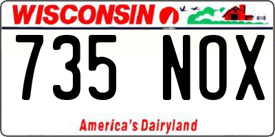 WI license plate 735NOX