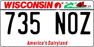 WI license plate 735NOZ