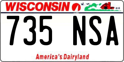 WI license plate 735NSA