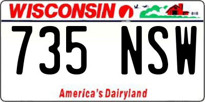 WI license plate 735NSW