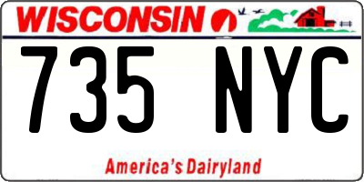 WI license plate 735NYC
