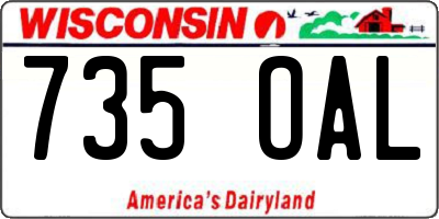 WI license plate 735OAL