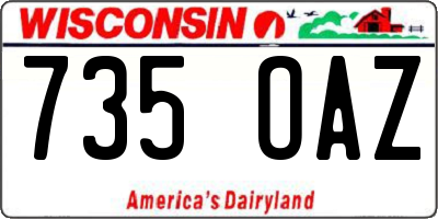 WI license plate 735OAZ