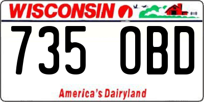 WI license plate 735OBD