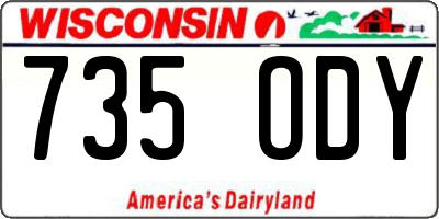 WI license plate 735ODY