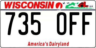 WI license plate 735OFF