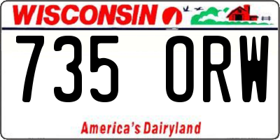 WI license plate 735ORW