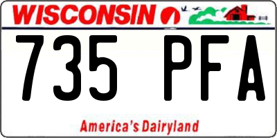 WI license plate 735PFA