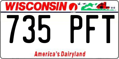 WI license plate 735PFT