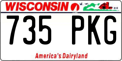 WI license plate 735PKG
