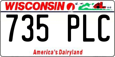 WI license plate 735PLC