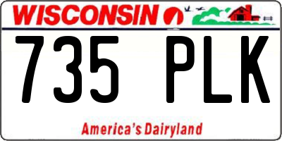 WI license plate 735PLK