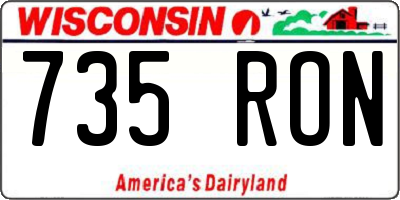 WI license plate 735RON