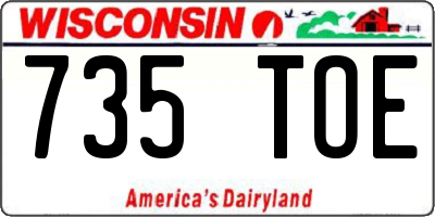 WI license plate 735TOE