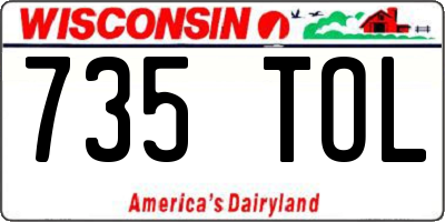 WI license plate 735TOL