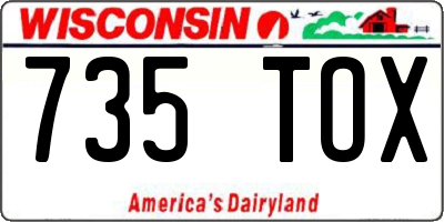 WI license plate 735TOX