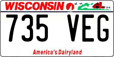 WI license plate 735VEG