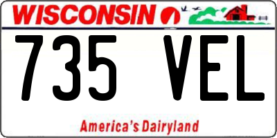 WI license plate 735VEL