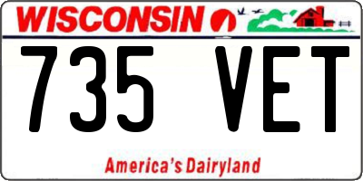 WI license plate 735VET