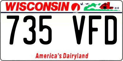 WI license plate 735VFD