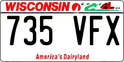 WI license plate 735VFX