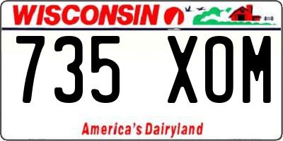 WI license plate 735XOM