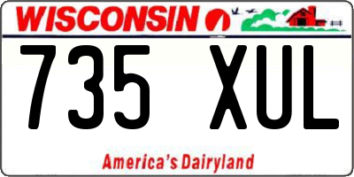 WI license plate 735XUL