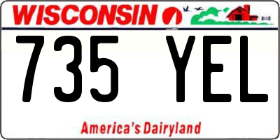 WI license plate 735YEL
