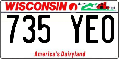 WI license plate 735YEO