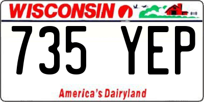 WI license plate 735YEP