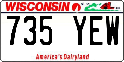 WI license plate 735YEW