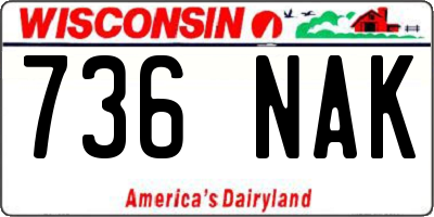 WI license plate 736NAK