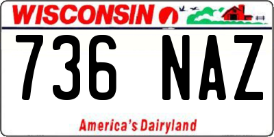 WI license plate 736NAZ