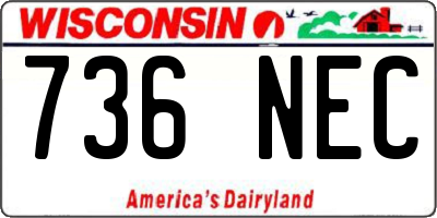 WI license plate 736NEC