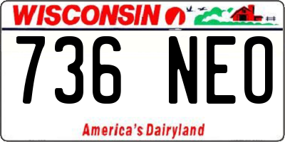 WI license plate 736NEO