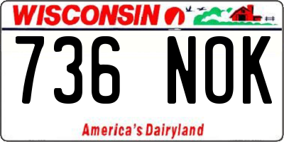 WI license plate 736NOK