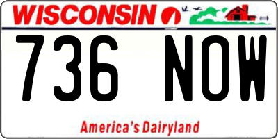 WI license plate 736NOW