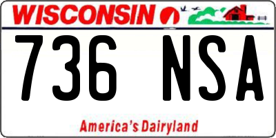 WI license plate 736NSA