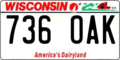 WI license plate 736OAK