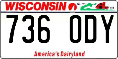 WI license plate 736ODY