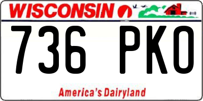 WI license plate 736PKO