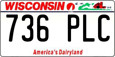 WI license plate 736PLC