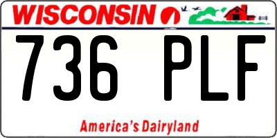 WI license plate 736PLF