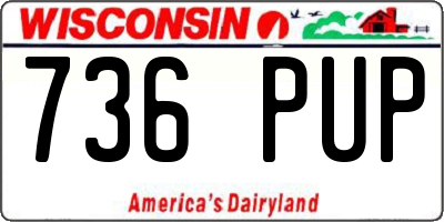 WI license plate 736PUP