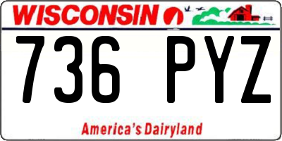 WI license plate 736PYZ