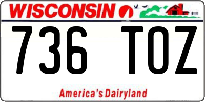 WI license plate 736TOZ